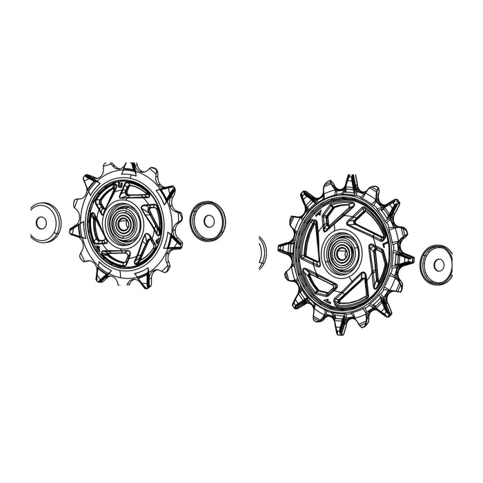 SRAM Rear Derailleur Pulley Kit Eagle 90 And 70 T-Type Eagle (Includes 14T Upper And 16T Spider Pulley With Bushings, 2 Stainless Steel Pulley Screws (SRAM spare parts catalogue drawing)