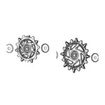 SRAM Rear Derailleur Pulley Kit Eagle 90 And 70 T-Type Eagle (Includes 14T Upper And 16T Spider Pulley With Bushings, 2 Stainless Steel Pulley Screws (SRAM spare parts catalogue drawing)