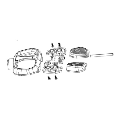 SRAM Electronic Controller Pod AXS Ultimate HMI Module Bolt-On Cover Kit (Including Concave Lever Caps,Panel, Knobs, Pin, 4 Bolts) (SRAM spare parts catalogue drawing)