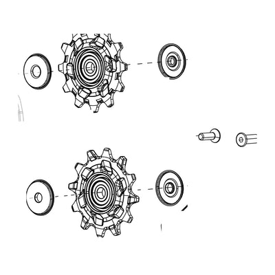 SRAM Spare - Rear Derailleur Pulley Kit Rival XPLR Etap AXS Crome Steel Bearing (Includes 12T Upper And 12T Lower Pulleys, 12.9mm And 12.5mm Steel Pu (SRAM spare parts catalogue drawing)