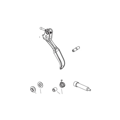 SRAM Spare - Disc Brake Lever Blade Kit - Aluminum Black ( Blade, Dowel, Pushrod, Spring, Clip & Bushings) - Level TL (SRAM spare parts catalogue drawing)