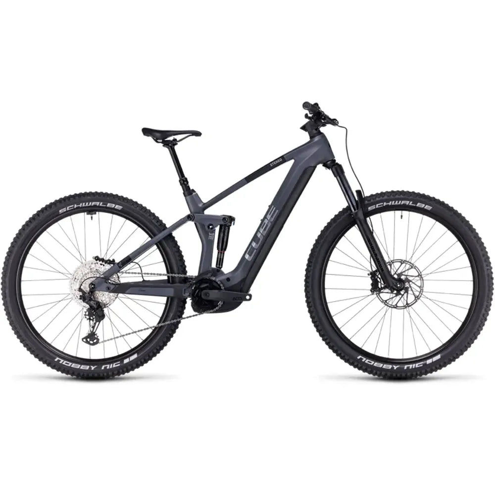 2024 Cube Stereo Hybrid 140 HPC Race 750 Electric Mountain Bike Grey