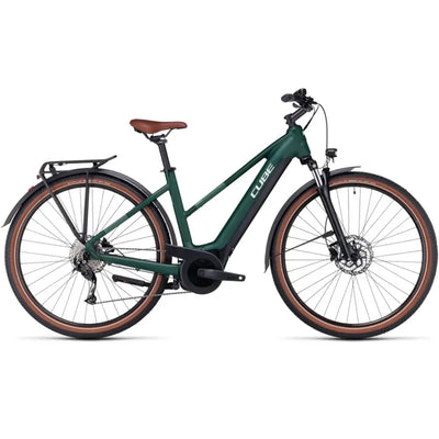 Cube Touring Hybrid One 625 Electric Bike in Dark Green Trapeze