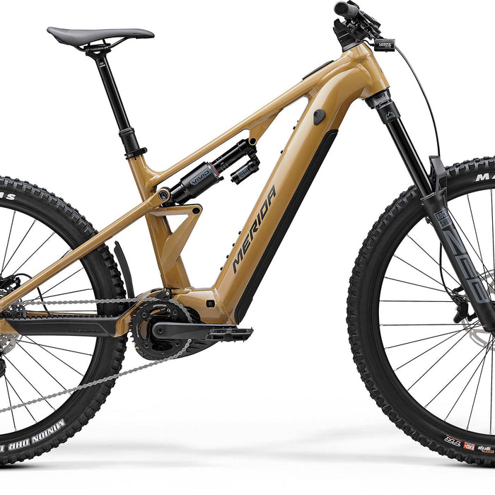 2025 Merida eOne Eighty 500 Electric Full Suspension Mountain Bike in Brown