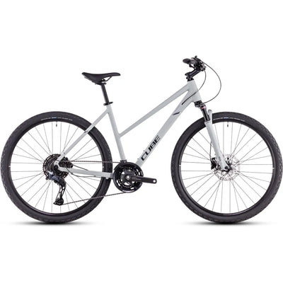 2025 Cube Nature Exc Trapeze Frame Hybrid Bike in White