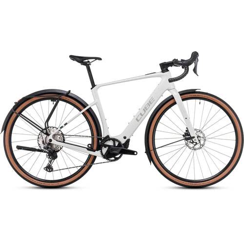 2025 Cube Nuroad Hybrid C:62 Race Fe 400X Carbon Electric Road Bike in White