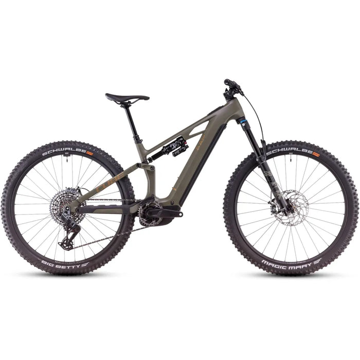 2025 Cube Stereo Hybrid One44 Hpc Tm Carbon 800 Electric Mountain Bike in Brown