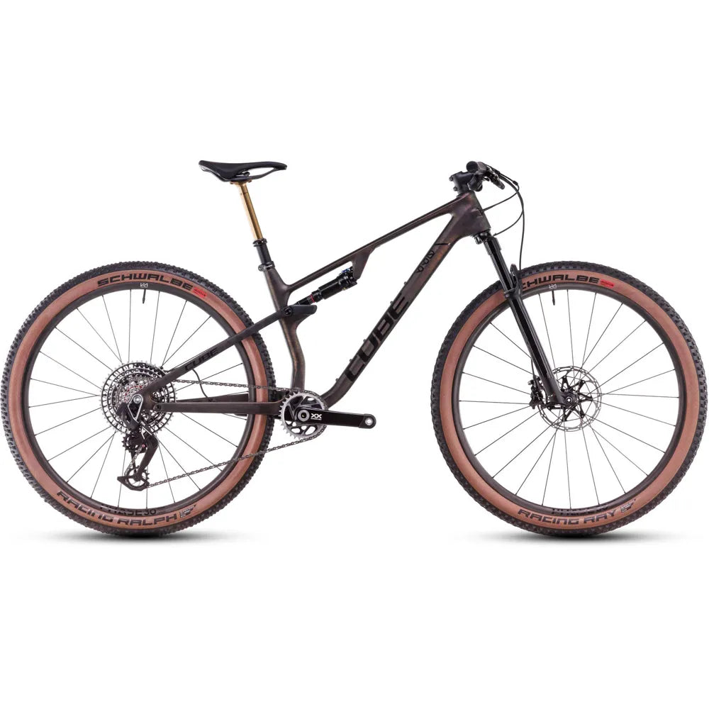 2025 Cube Ams Zero99 C:68X Slt 29 Liquid Carbon Full Suspension Mountain Bike in Grey