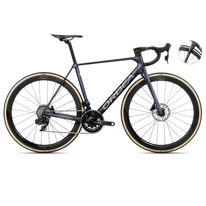 2025 Orbea Orca M21Eltd Pwr Carbon Road Bike In Tanzanite And Carbon Raw