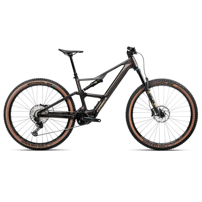 2025 Orbea Rise Sl M20 420W Carbon Electric Mountain Bike In Cosmic Carbon View And Golden Sand