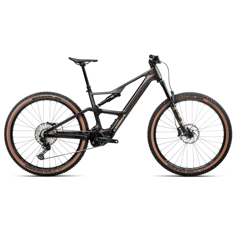 2025 Orbea Rise Sl M20 420W Carbon Electric Mountain Bike In Cosmic Carbon View And Golden Sand