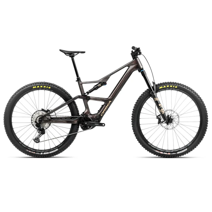 2025 Orbea Rise Lt M20 420W Carbon Electric Mountain Bike In Cosmic Carbon View And Golden Sand