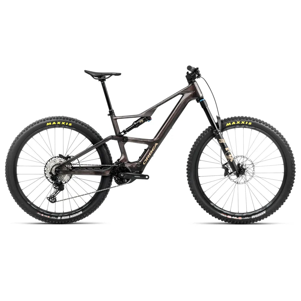 2025 Orbea Rise Lt M20 420W Carbon Electric Mountain Bike In Cosmic Carbon View And Golden Sand