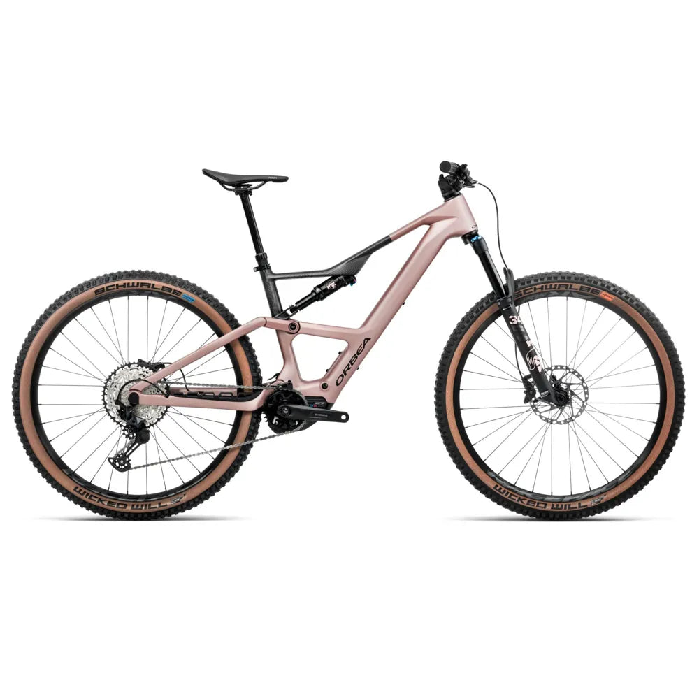 2025 Orbea Rise Sl M20 630W Carbon Electric Mountain Bike In Desert Rose And Carbon Raw