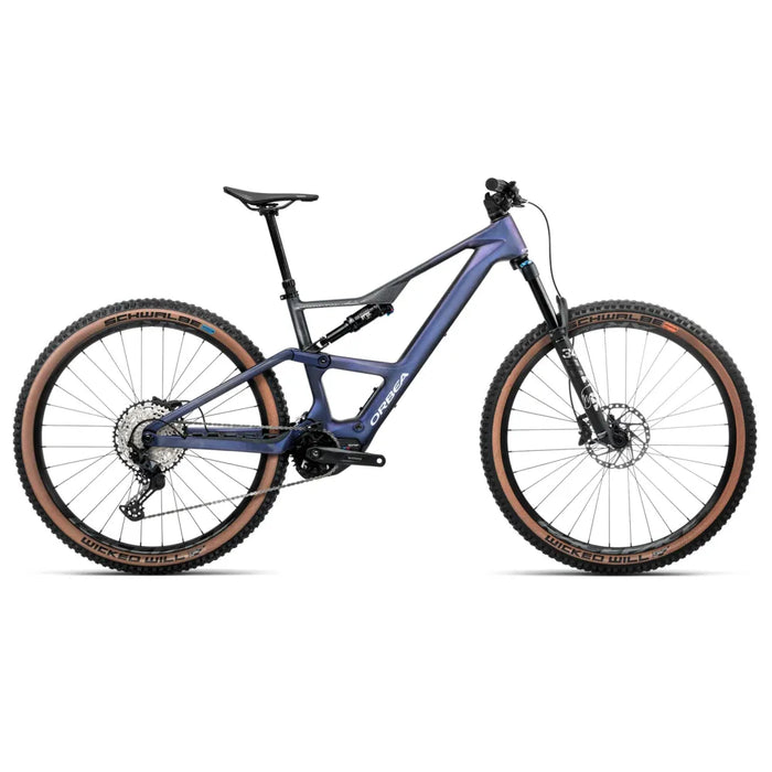 2025 Orbea Rise Sl M20 630W Carbon Electric Mountain Bike In Tanzanite Carbon View And Carbon Raw