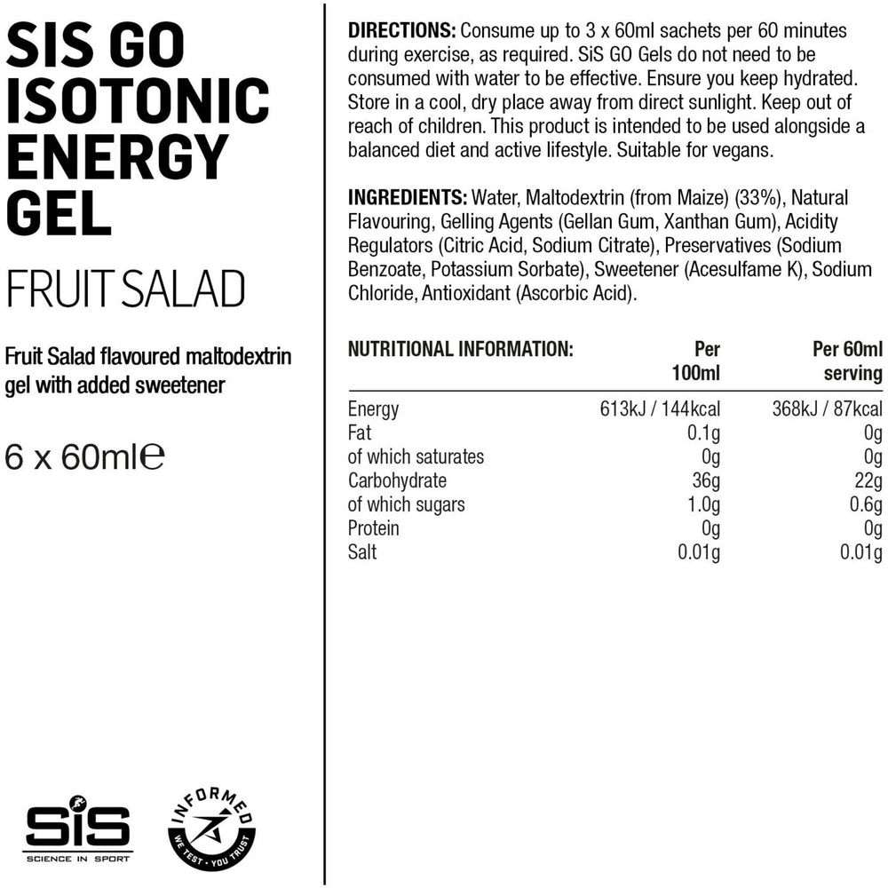 Science In Sport GO Energy Gel multiPack - box of 6 gels - fruit salad