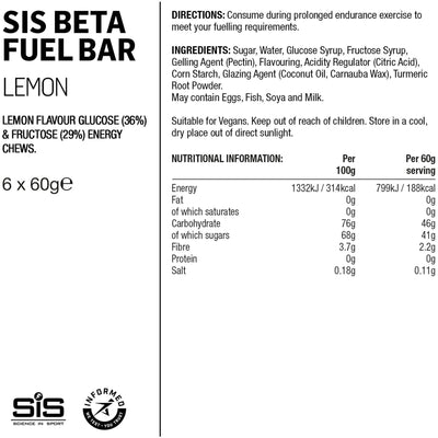 SIS Beta Fuel Energy Chew - box of 6 x 60g - lemon