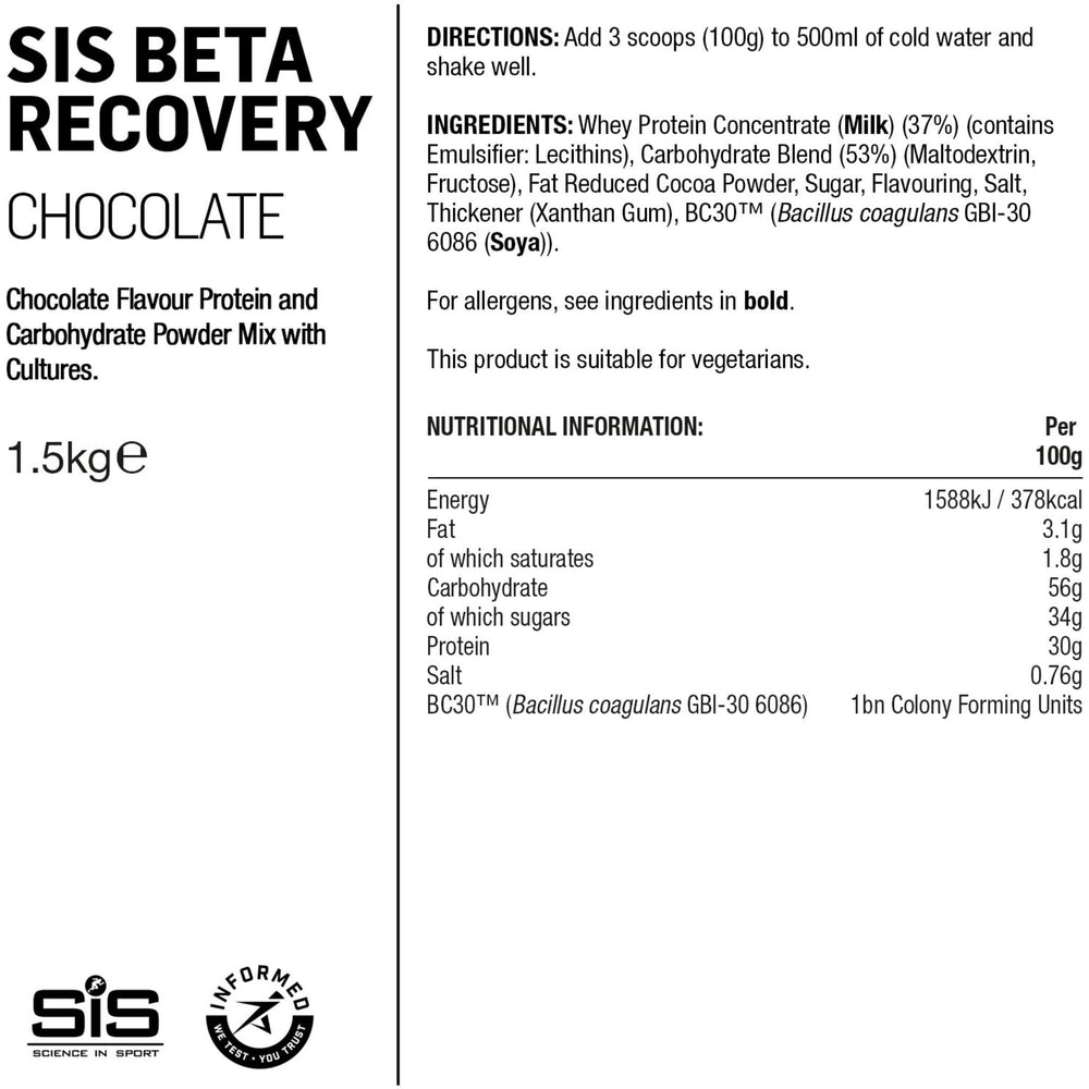 Science In Sport Beta Recovery Drink Powder - 1.5kg - Chocolate