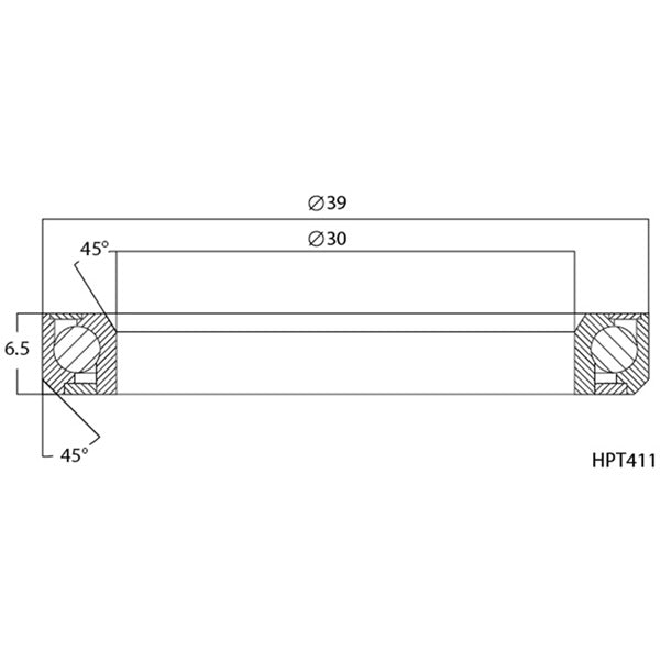 H/Set Elite R411 Bearing X2 Silver 30 x 39 x 6.5 mm 45/45