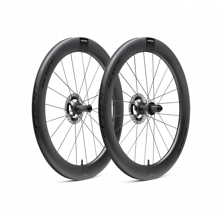 Scope R6 V2 65mm carbon road wheelset with black decals