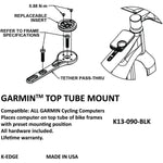 K-Edge Garmin Top Tube Mount, Black Anodised