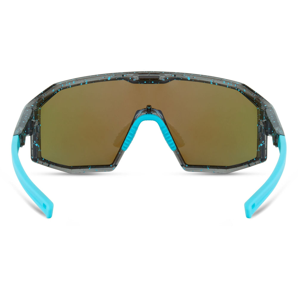 Madison Enigma Blue Black Splatter Sunglasses -3 Lens Pack-Purple Mirror / Amber / Clear