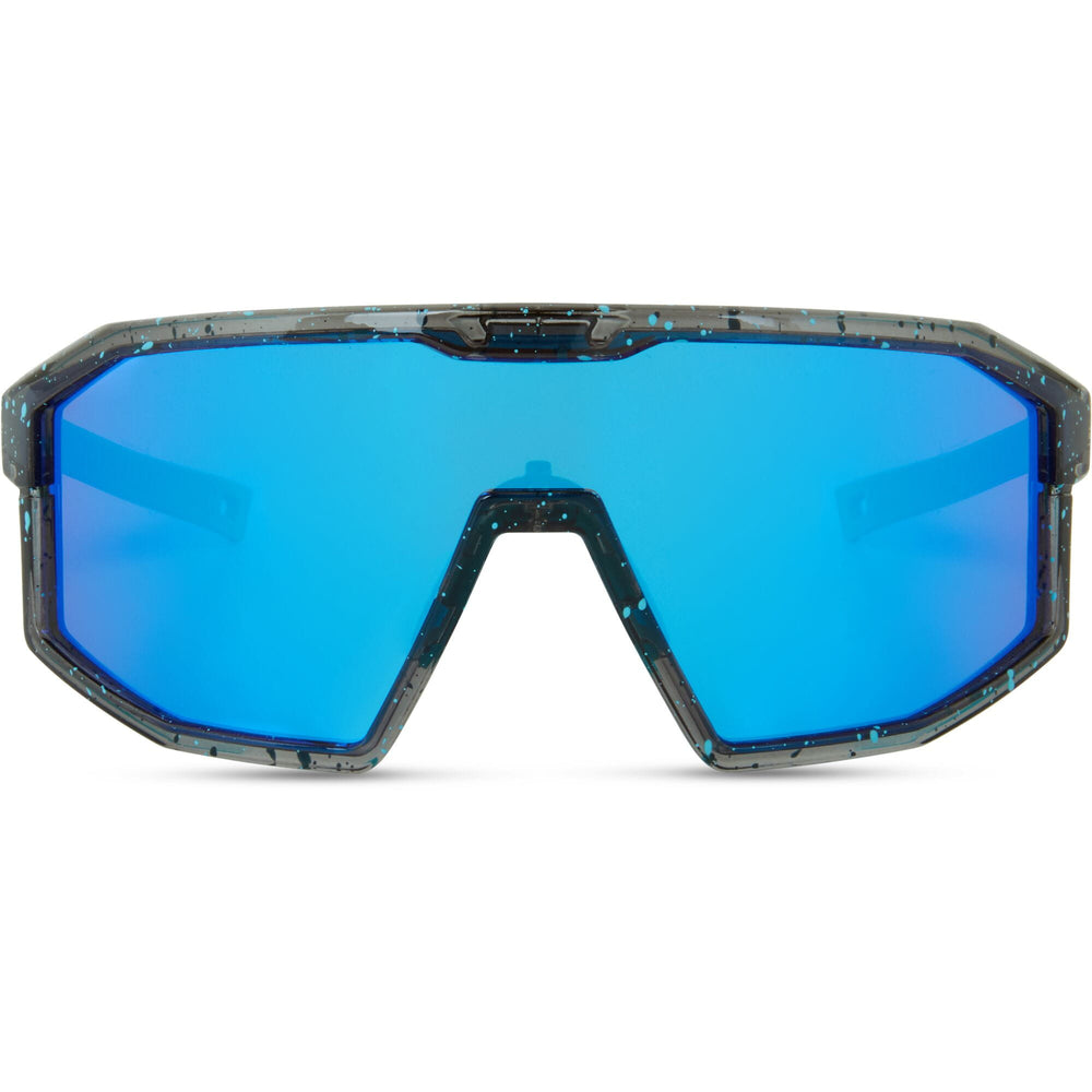 Madison Enigma Blue Black Splatter Sunglasses -3 Lens Pack-Purple Mirror / Amber / Clear