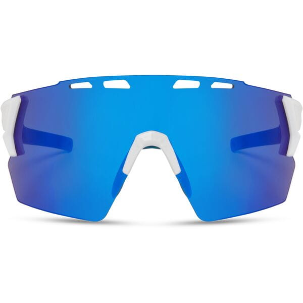 Madison Stealth Gloss White Sunglasses - Blue Mirror Lens