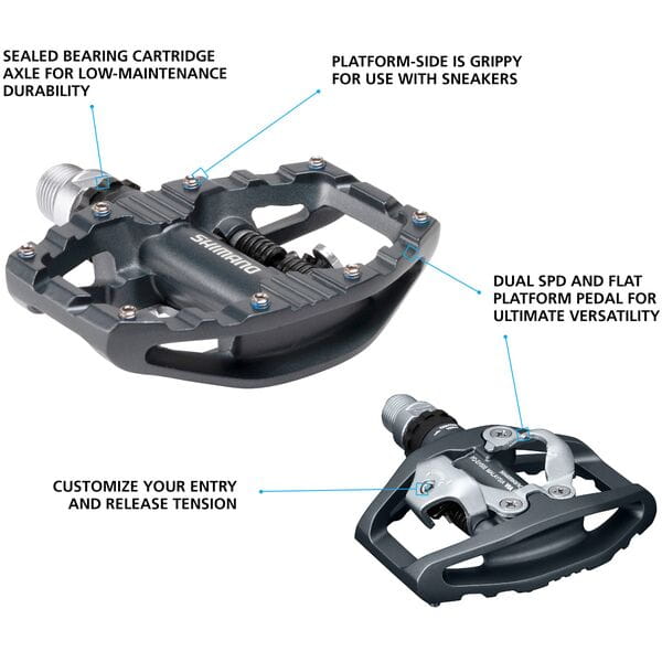 Shimano PD-EH500 Light Action SPD Dual-Sided Platform Pedals in Grey