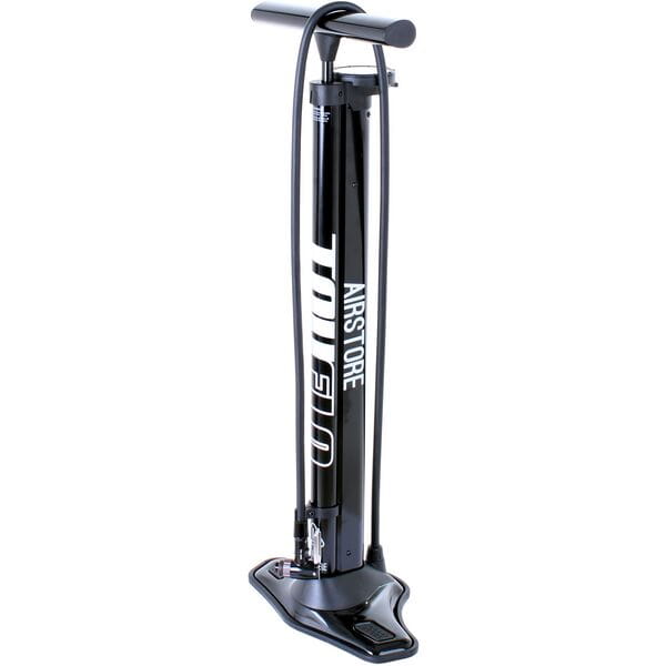 Airstore track pump with auxillary storage cylinder for tubeless tyres