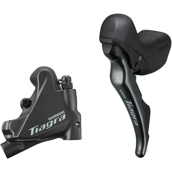 Shimano ST-4720 Tiagra 2-speed STI bled with BR-4770 flat mount calliper, left rear