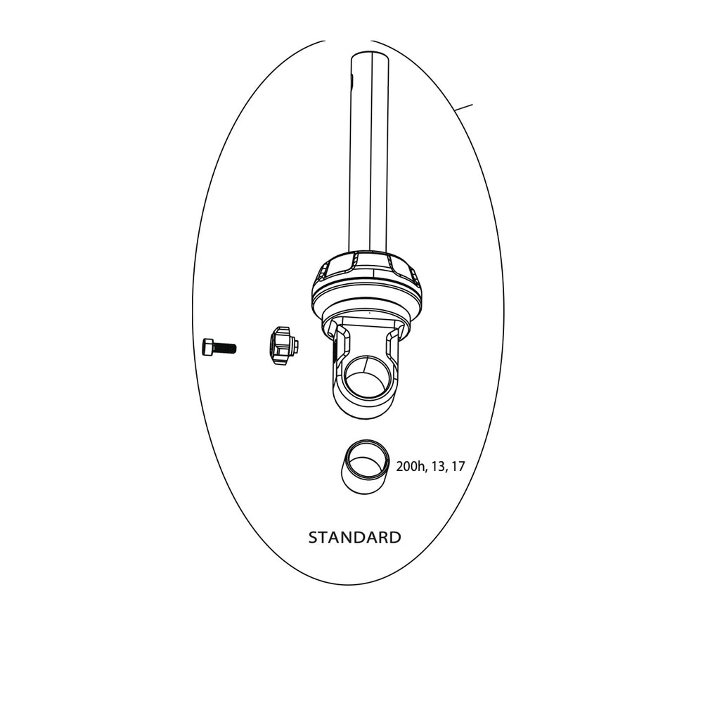 SRAM Rockshox Spare - Rear Shock Damper Shaft Assembly - (Includes Shaft, Needle, Eyelet, Stud, Bumper, Reducer) - Super Deluxe Coil (A1-A2) Standard (SRAM spare parts catalogue drawing)