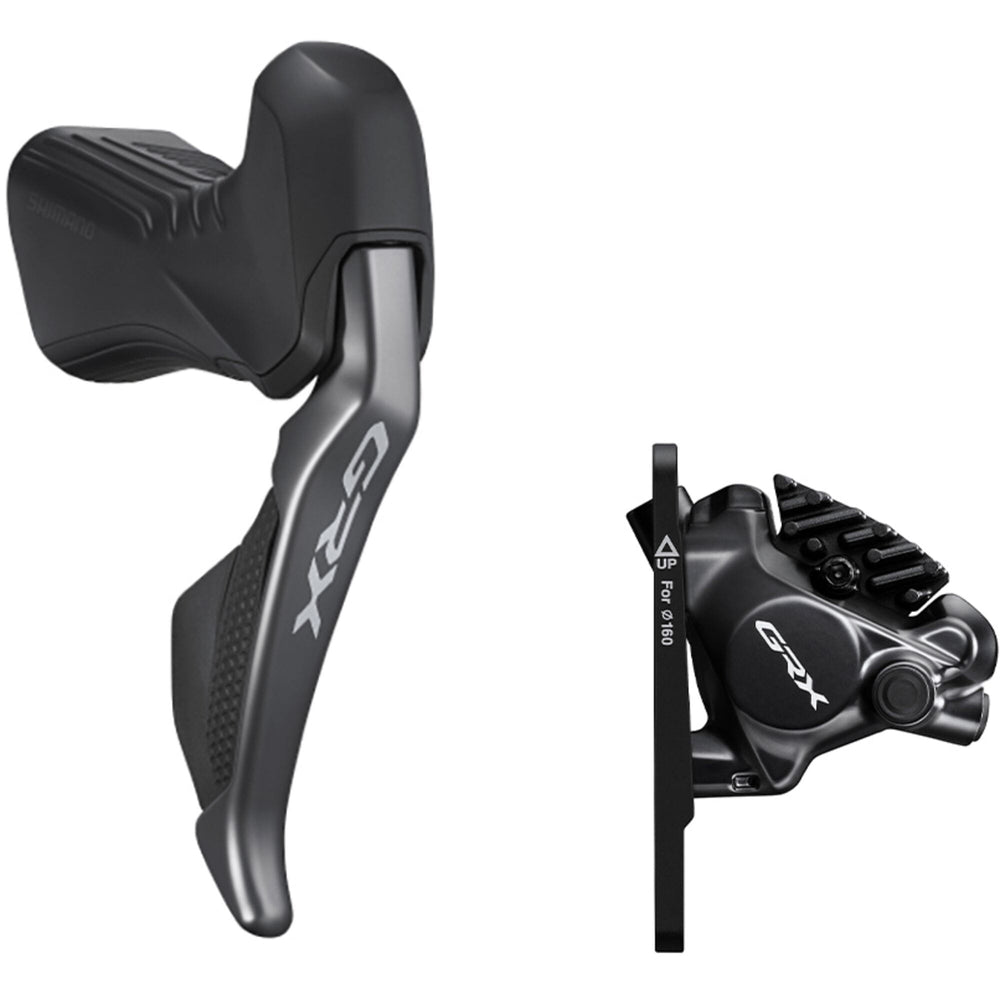 Shimano ST-RX815 GRX Di2 11-speed STI bled with BR-RX820 calliper, right front