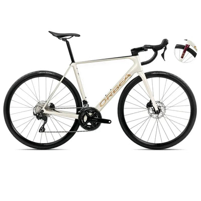 Orbea Orca M30 Road Bike In Ivory White/Burgundy/Vulcano Matt