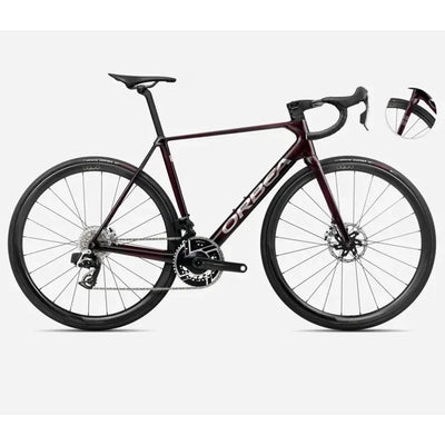 Orbea Orca M11eLTD PWR Road Bike In Wine Red/Titanium Gloss