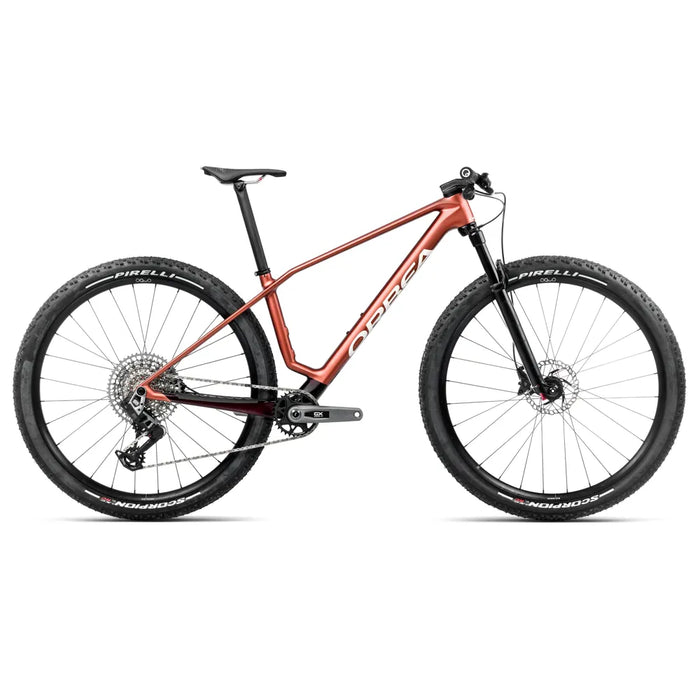 2025 Orbea Alma M-PRO AXS Carbon Hardtail Mountain Bike in Burgundy Red