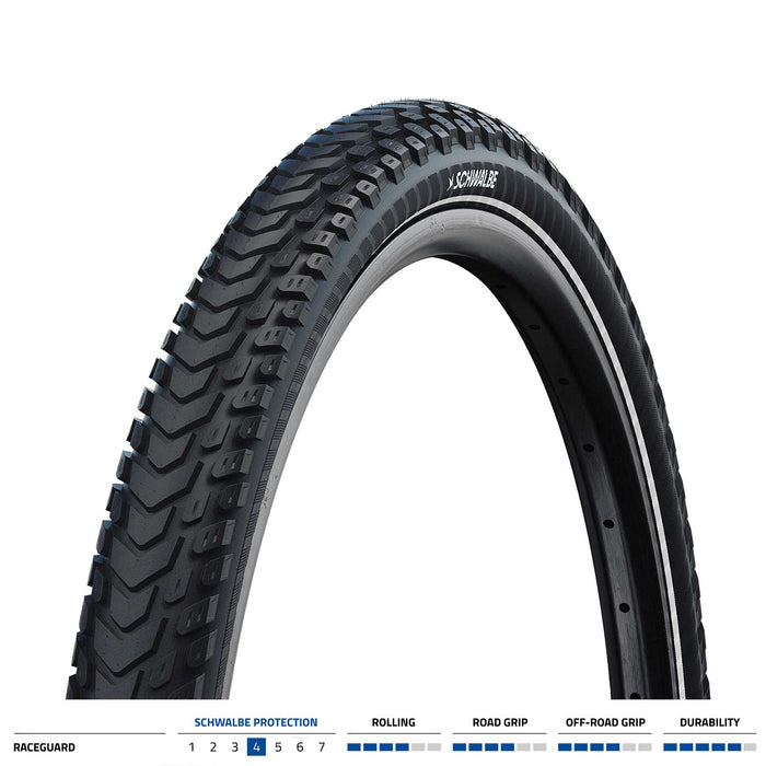 Schwalbe Marathon Mondial Raceguard in Black-Reflective