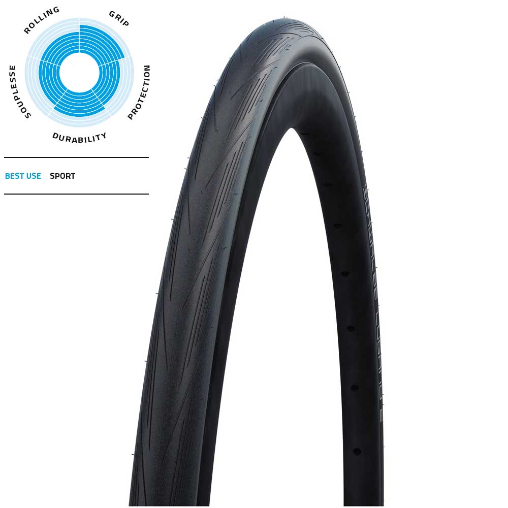 Schwalbe Lugano II Folding Road Bike Tyre in Black