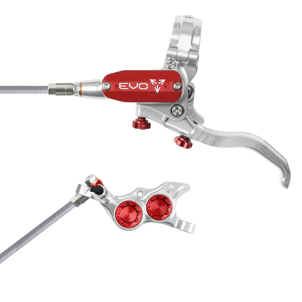 Hope Tech 4 EVO TR4 - Silver/Red - Braided - No Rotor