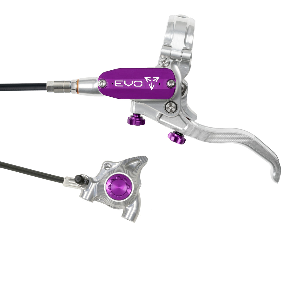 Hope Tech 4 EVO X2 Flatmount - Silver/Purple - Braided - No Rotor