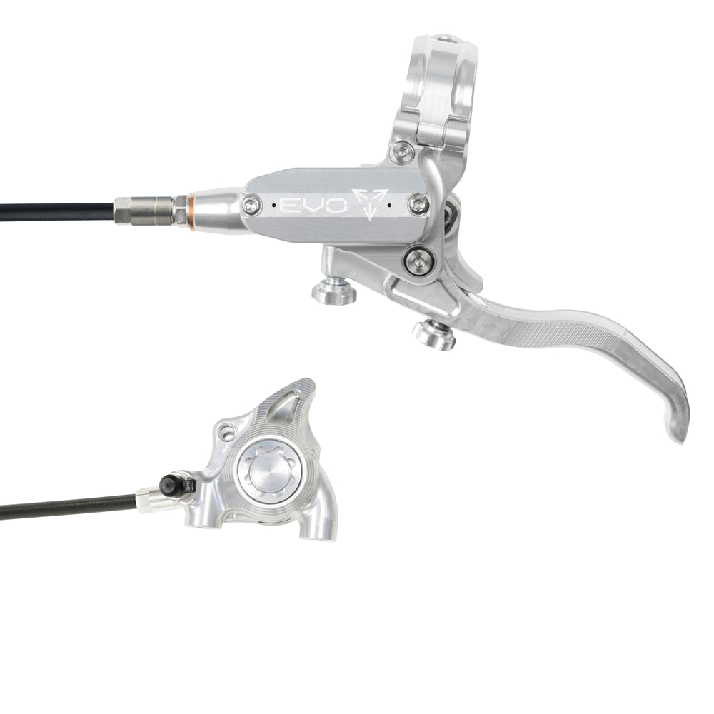 Hope Tech 4 EVO X2 Flatmount - Silver/Silver - Braided - No Rotor