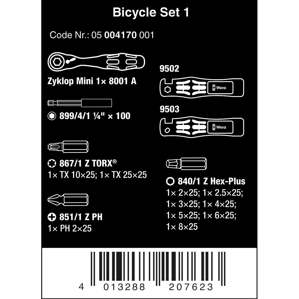 Wera Bicycle Set 1 Zyklop Ratchet Screwdriver Set 14pcs