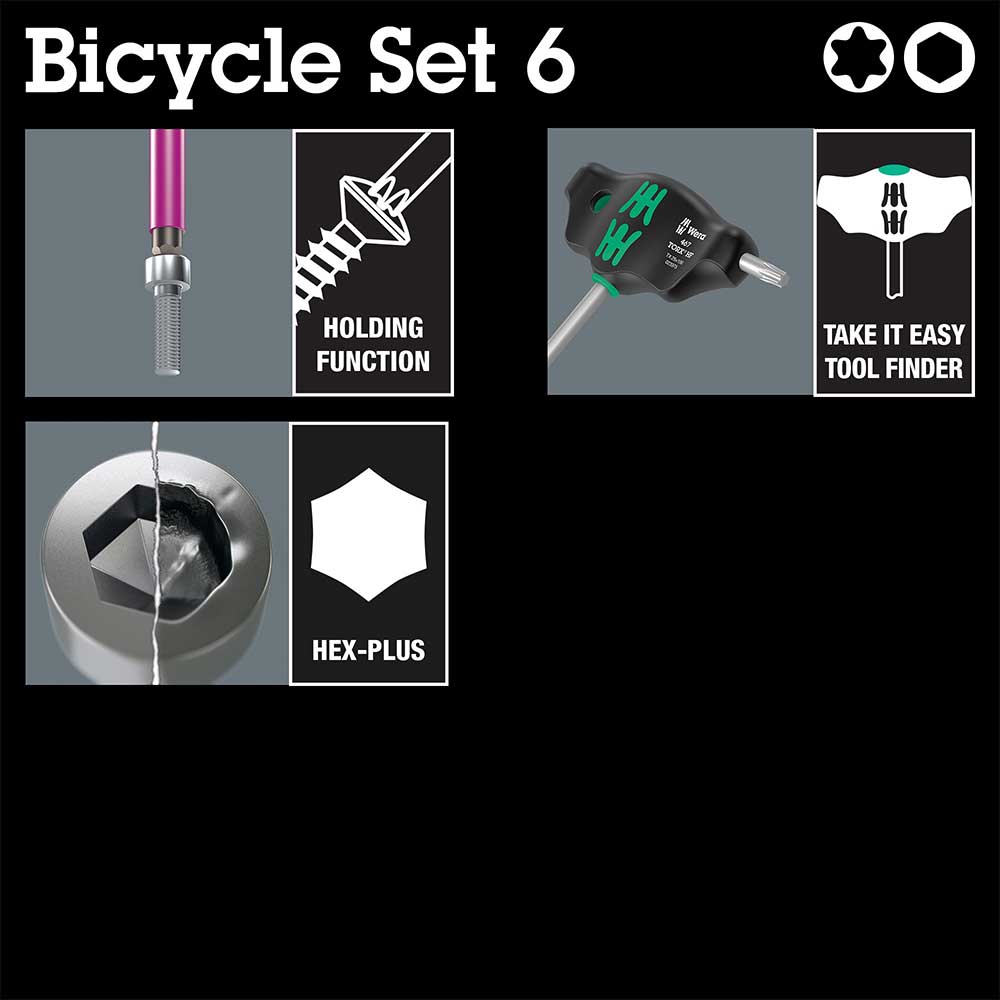 Wera Bicycle Set 6 T-Handle Hex & Torx Key Set 10pcs