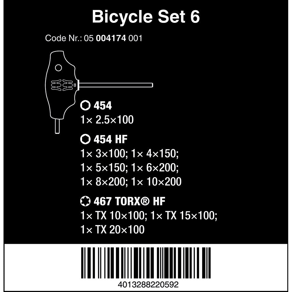 Wera Bicycle Set 6 T-Handle Hex & Torx Key Set 10pcs