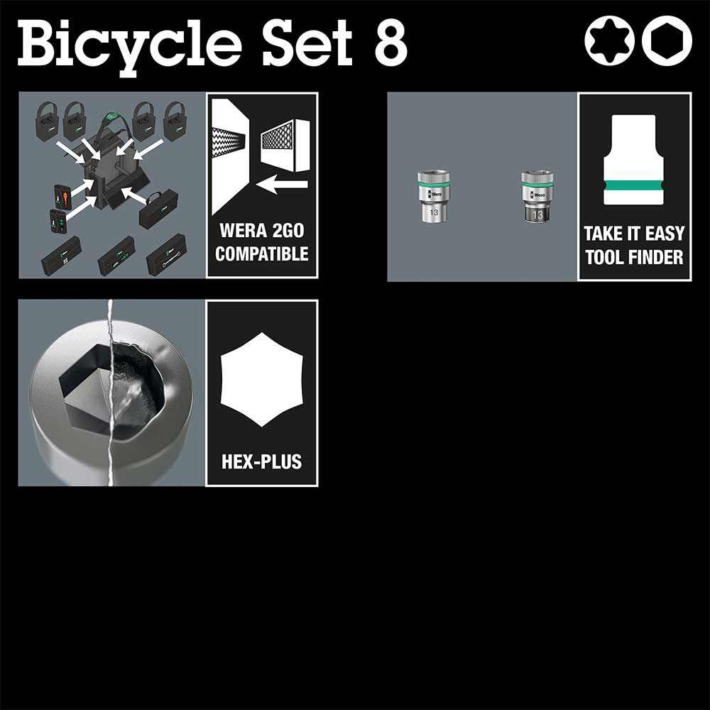 Wera Bicycle Set 8 3/8" Hex/Torx Socket Set 7pcs