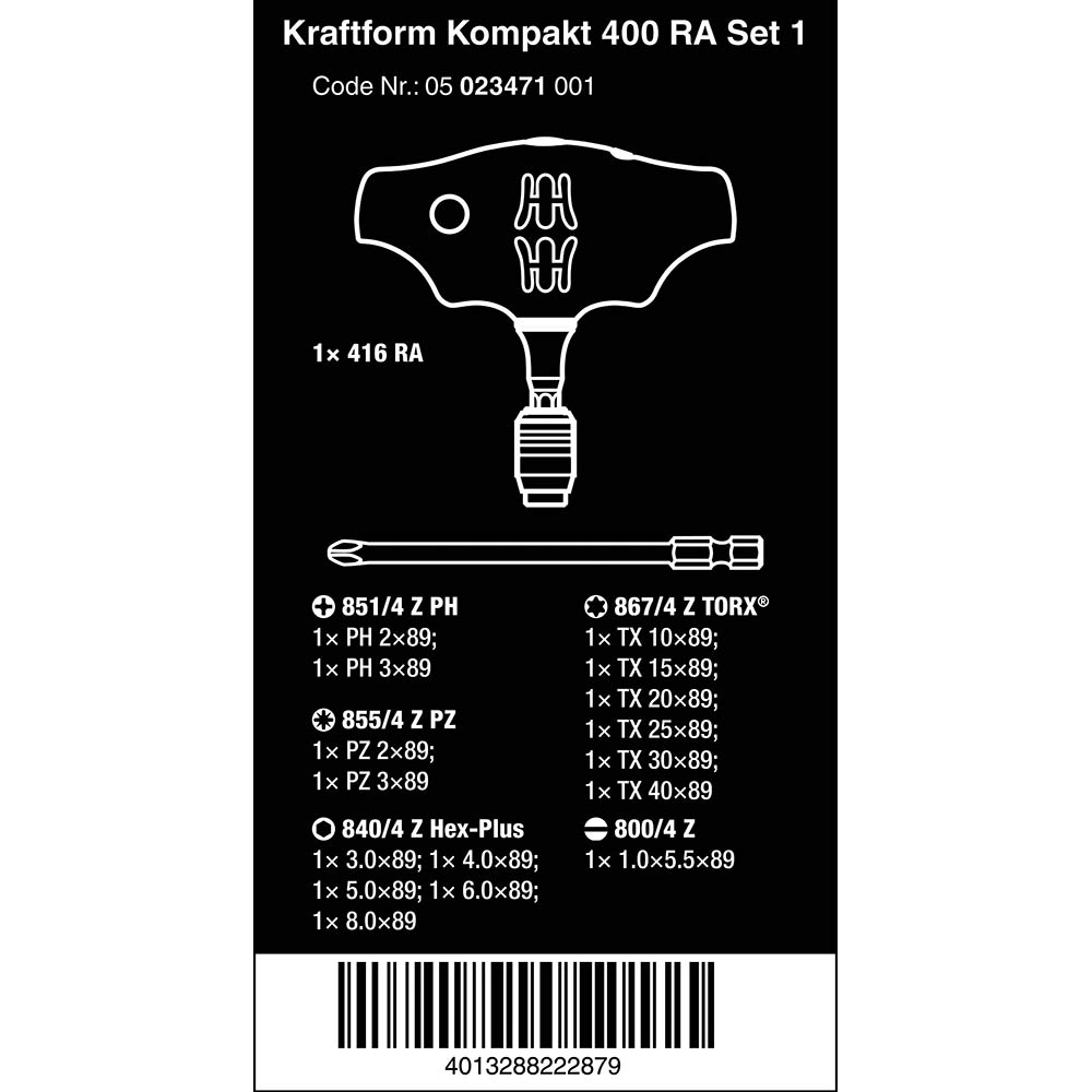 Wera Screwdriver 400 Ratchet set 17pc