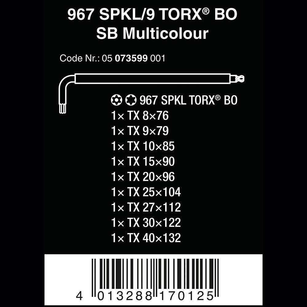 Wera 967 SPKL/9 SB Torx BO Multi BlackLaser L-Keys