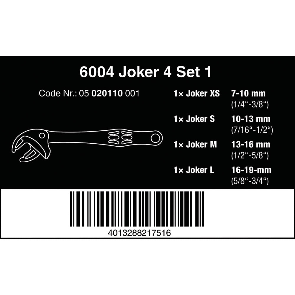 Wera 6004 Joker 4 Self-Setting Spanner Set