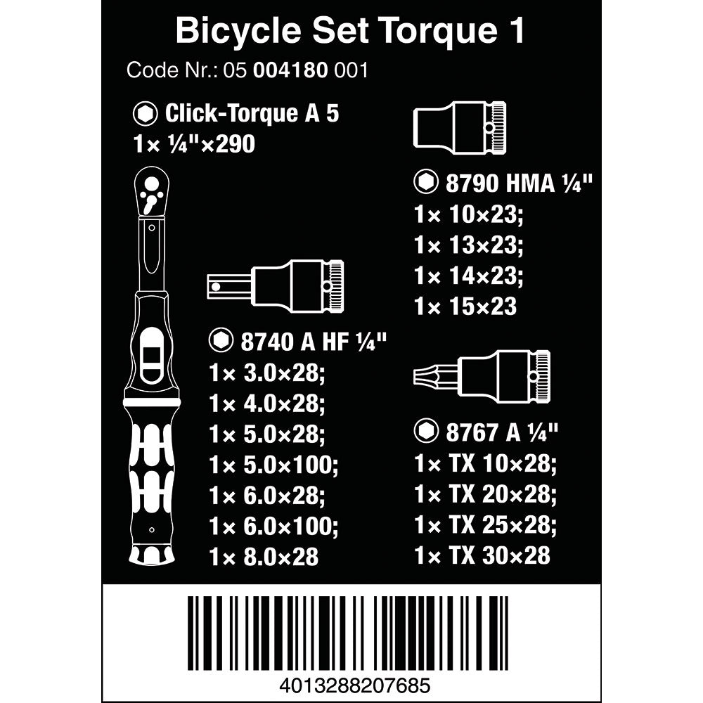 Wera Bicycle Torque Set 1 And Zyklop Socket Set 16pcs