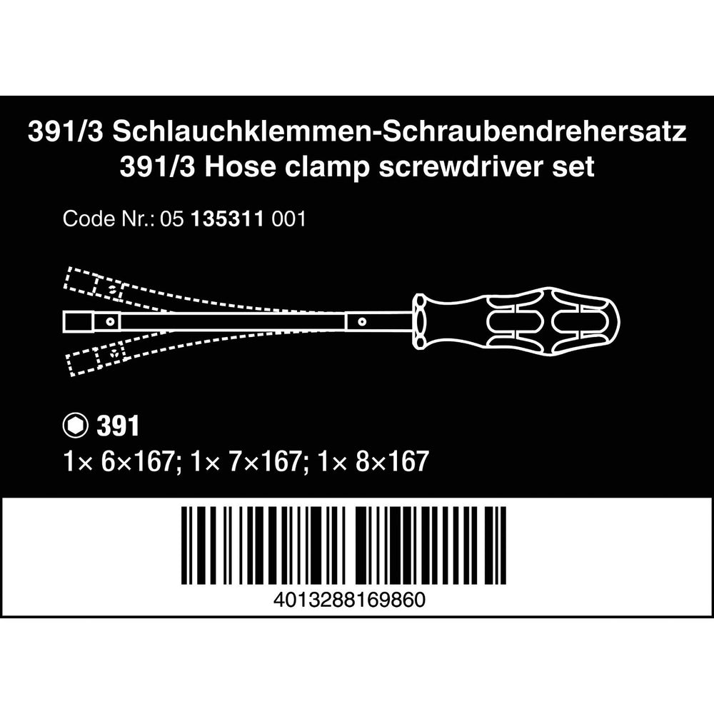Wera Hose Clamp Screwdriver Set 3pcs